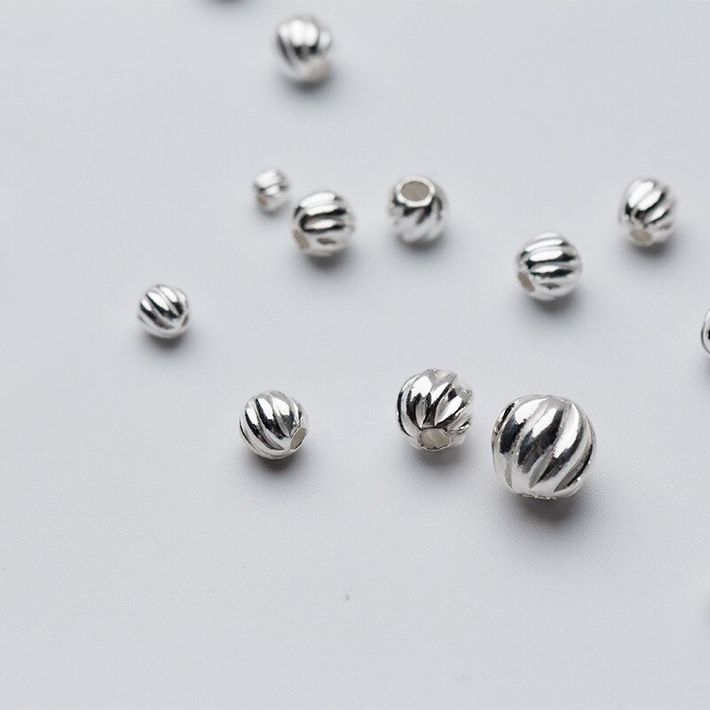 5 unids/lote 925 onda de plata espaciador abalorios redondos 3mm 4mm 5mm 6mm hecho a mano decoración cordón materiales de fabricación de la joyería DIY