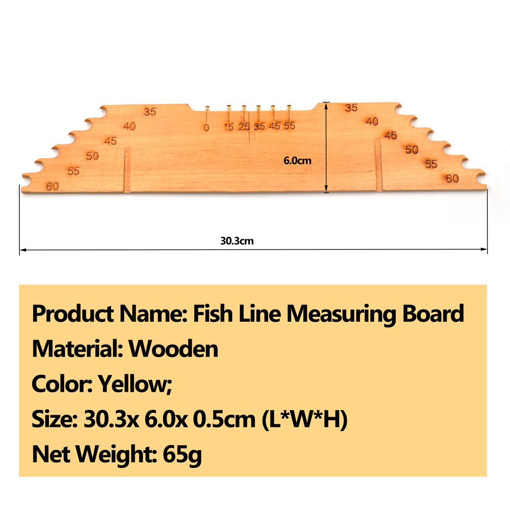 MNFT Sub-Line Measuring Line Board Vintage Wooden35-60cm Wooden Fishing Line Measuring Board