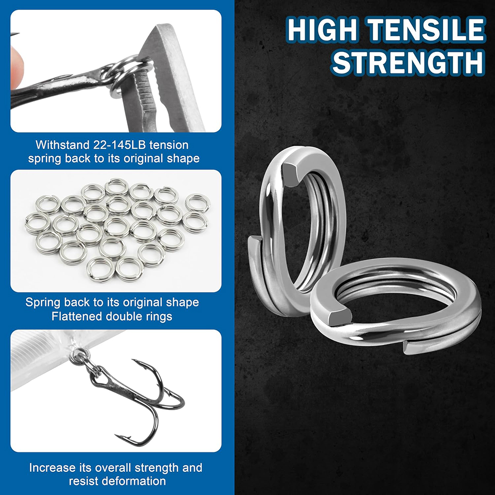 100 stks Vissen Split Ringen Rvs Afgeplatte Split Ringen voor Vissen Zoutwater Lokken Terminal Vissen Connector Visgerei