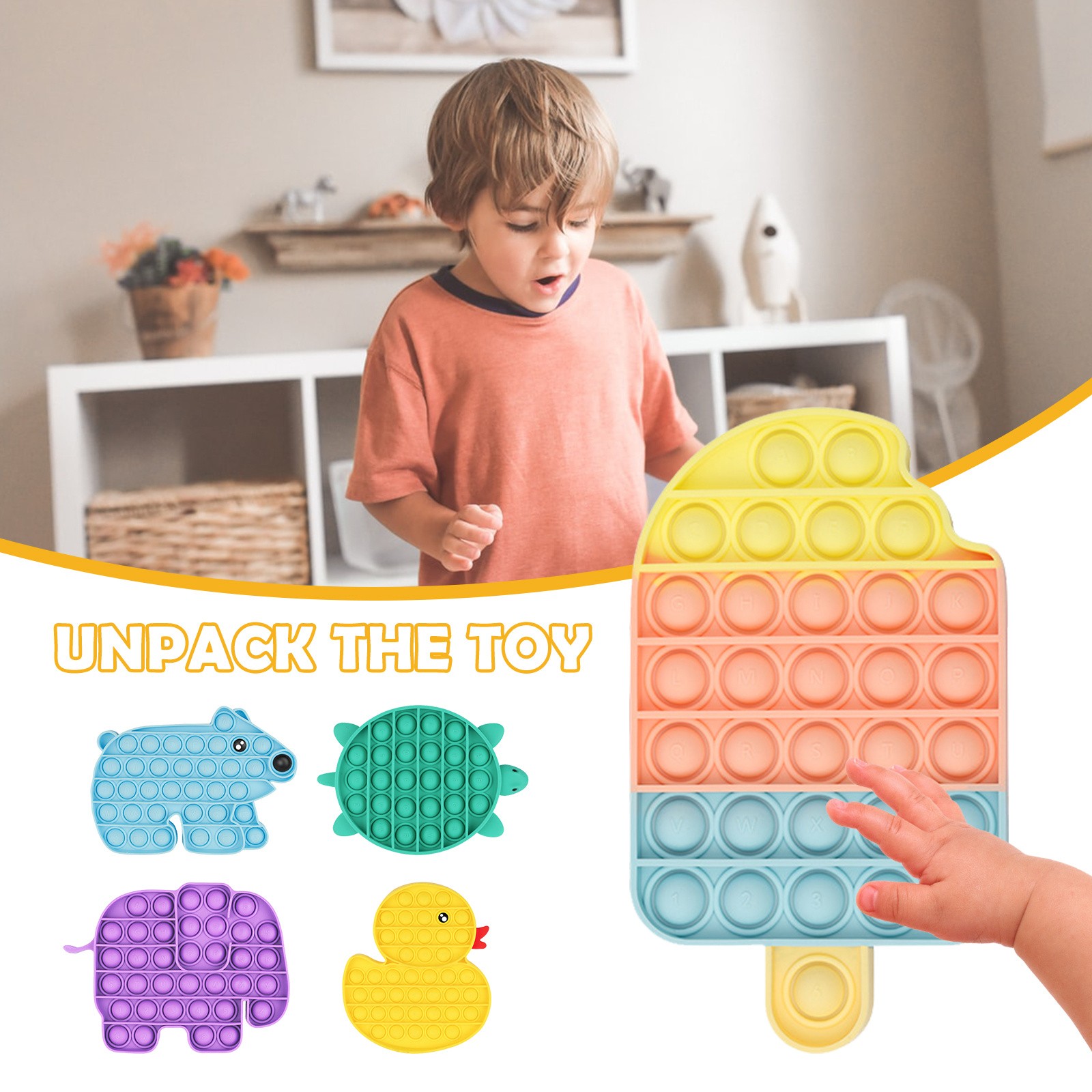 Push Pops Bubble Sensory Toy Autism Special Needs Stress Reliever Helps Relieve Stress and Increase Focus Soft Squeeze Kid Toys