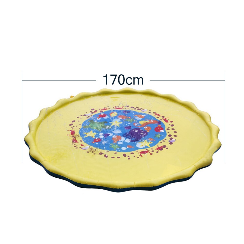 170cm Inflatable Spray Water Cushion Summer Kids Play Water Mat Lawn Games Pad Sprinkler Play Toys Outdoor Tub Swiming Pool: H61G-170cmY