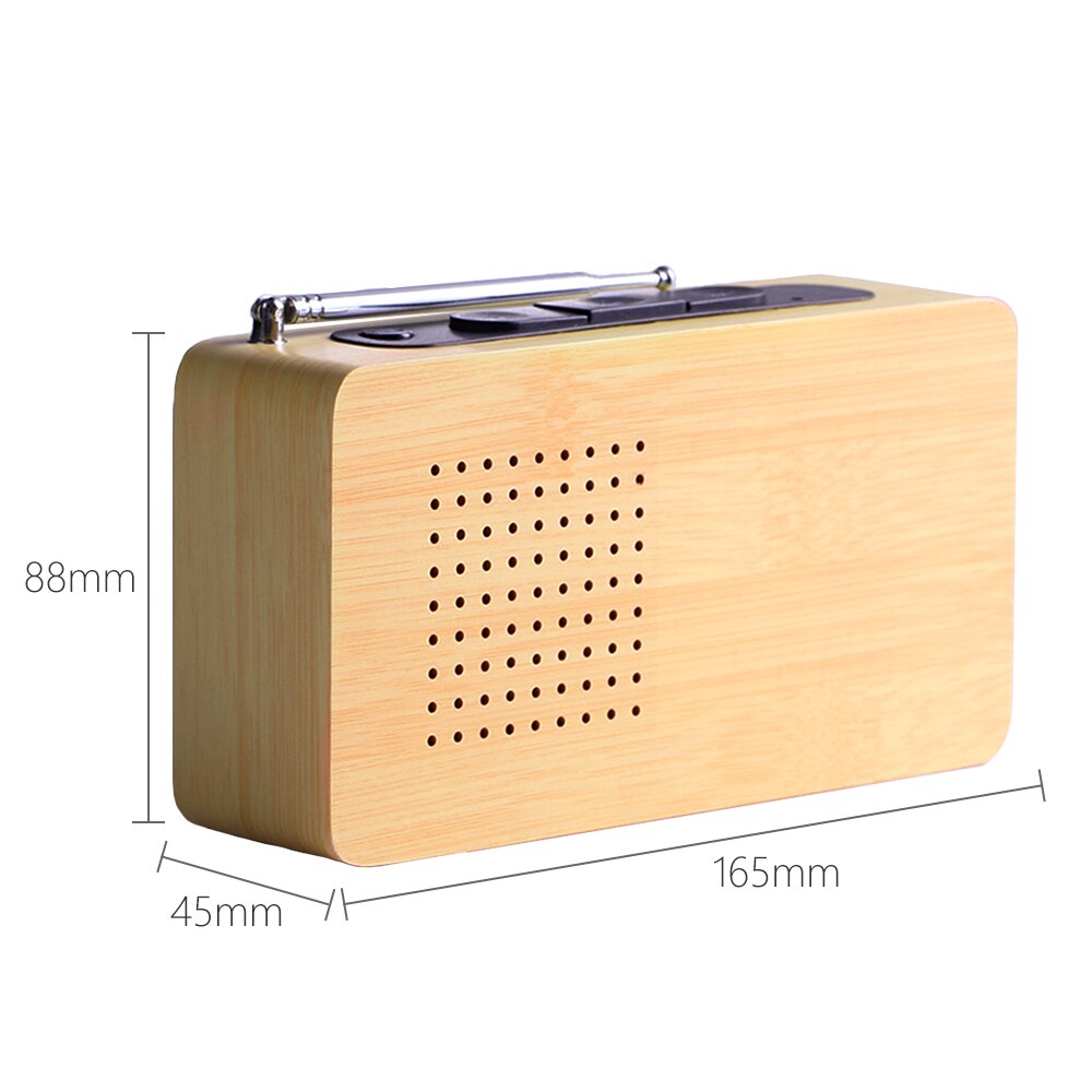 Xiaokoa FM Radio Bamboo LED Electronic Display with LED Clock Desktop Micro Portable Radio Home Radio Mini Temperature Display