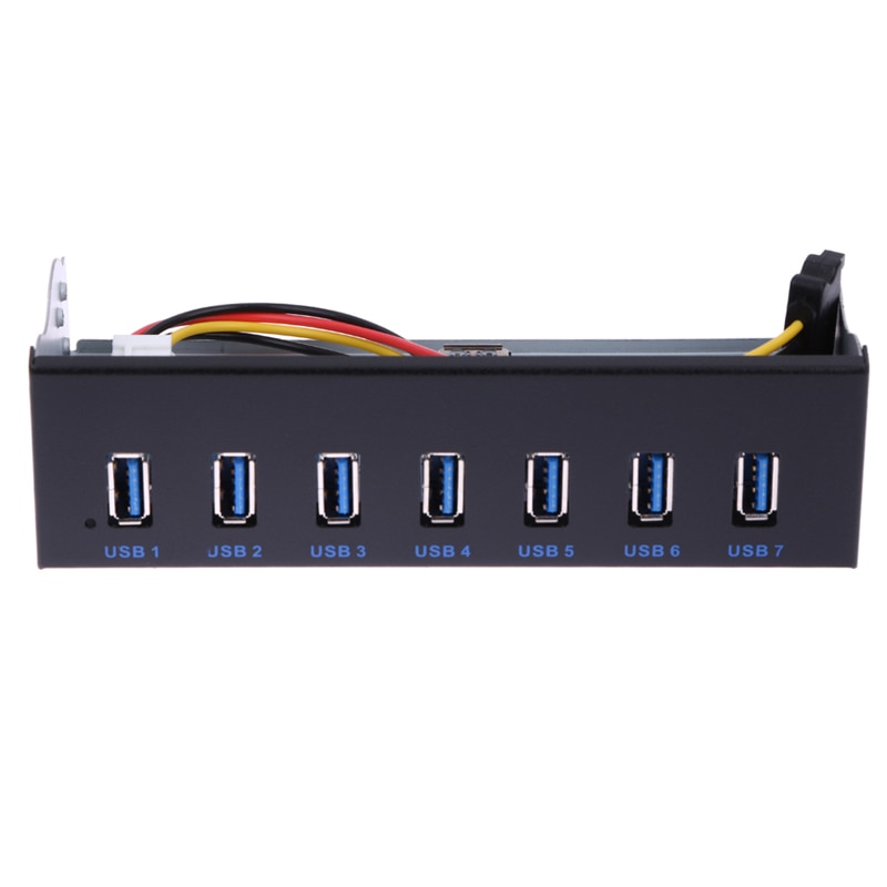 Panel frontal para carcasa de ordenador, 7 puertos USB 2,0 3,0 Hub 5Gbs 5,25 &quot;, Bahía de unidad de CD-ROM, CD ROM, USB 3,0, Cable macho de 19 pines A tipo A
