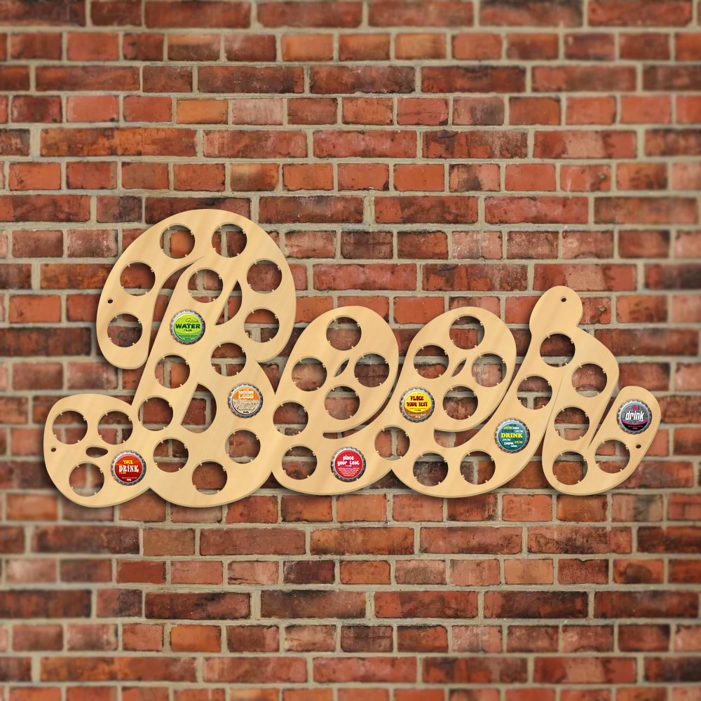 Op maat gemaakte drankkaart met bierdopjes, houten kaart met wijndopjes, kunst, patriottische bierdopjes, speelkamer, woondecoratie