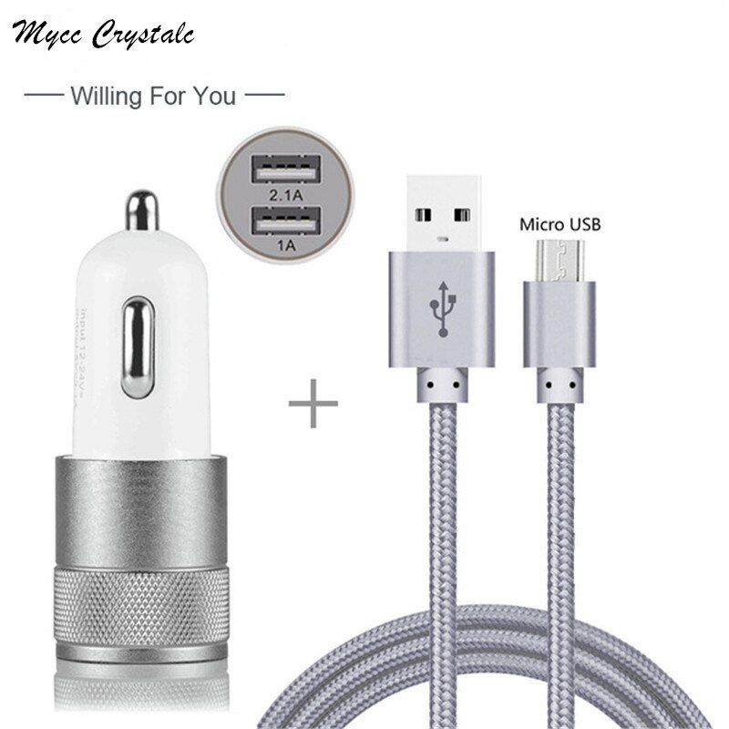 Car Charger Adapter For Meizu M8 15 Lite C9 V8 Pro M6 M5 M3 M2 Note 8 M6T M8c M6s A5 M5c E2 M5s U20 U10 Nylon Micro USB Cable
