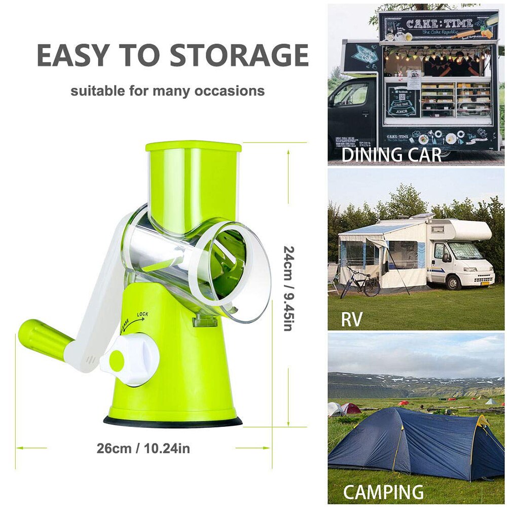 Round Mandoline Slicer Vegetable Cutter Manual Potato Julienne Carrot Slicer Cheese Grater Stainless Steel Blades Kitchen Tool