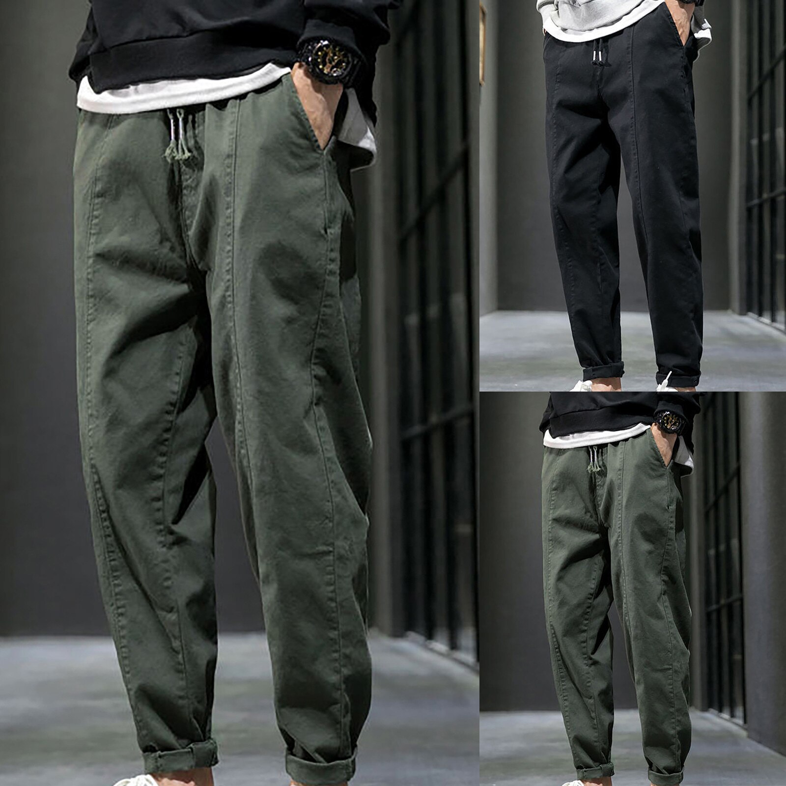 Male Casual Pants Jeans Men's Casual Plus Size Loose Pure Color Sports Long Sweatpants Pents Loose Baggy Hiphop pants