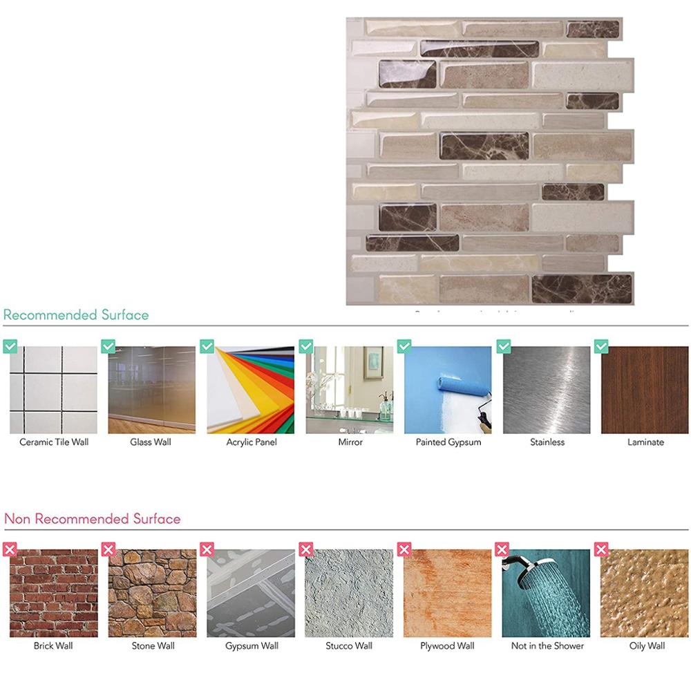 1/5/10PCS Wall Stickers Peel and Stick 3D Tile Sticker Self Adhesive Stick On Wall Tile for Kitchen Backsplash and Bathroom