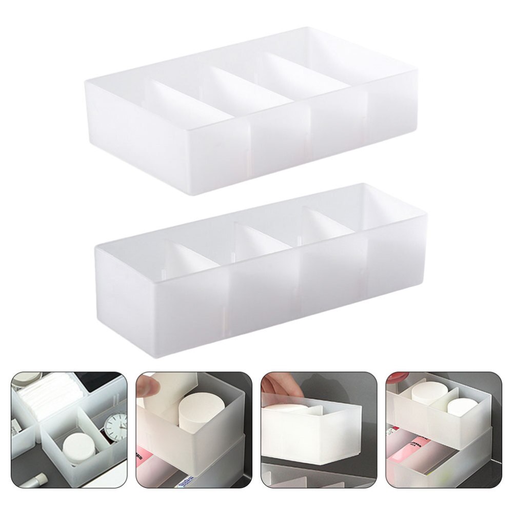 2pcs Desk Drawer Organizer Trays Compartment Storage Box Make-up Organizer