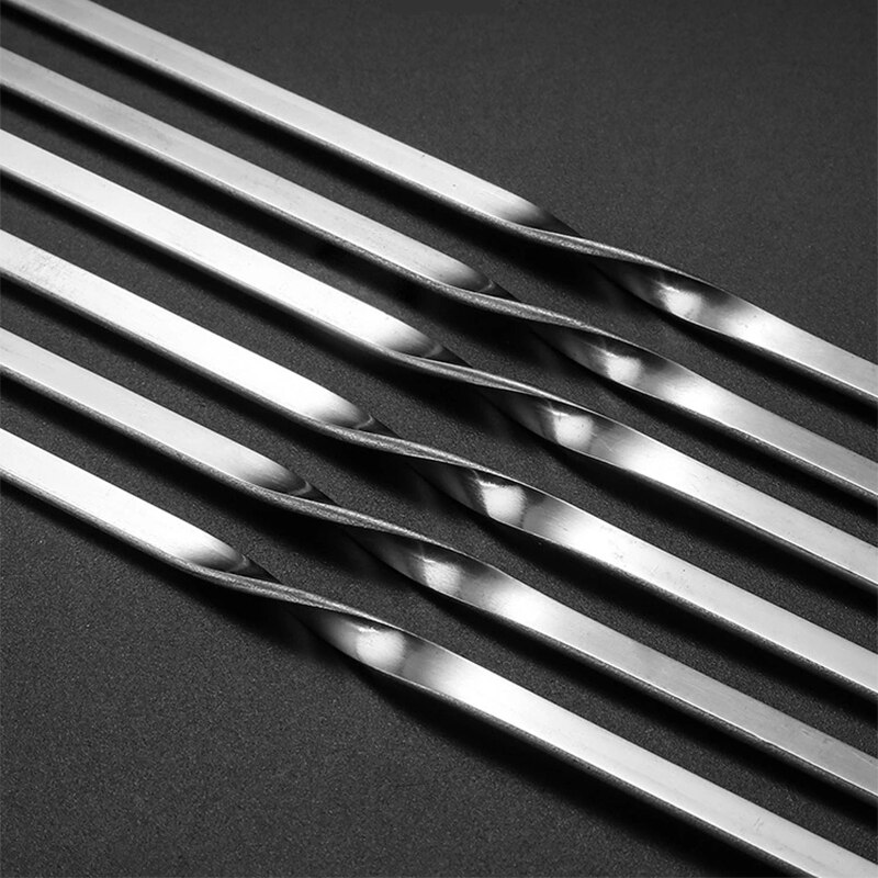 Pinchos de acero inoxidable reutilizables para barbacoa, 10 Uds., pinchos planos de acero inoxidable para barbacoa, pincho de acero inoxidable, aguja, palos para asado para , utensilios de cocina