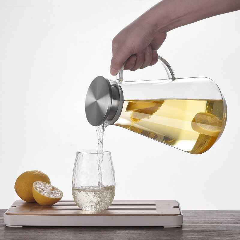 1500ml varmebestandige glas kedel, stor kapacitet åben ild opvarmning tekande, rustfrit stål hætte, juice kaffekedel til hjemmet
