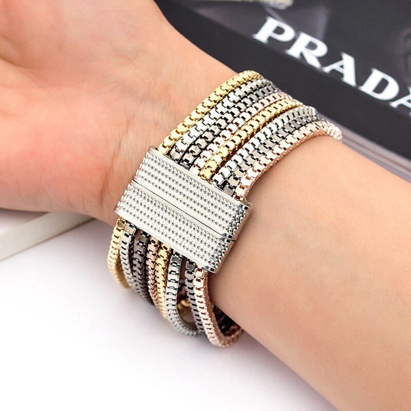 Finden Mich Jahrgang mehrschichtig Magnet wickeln Armbänder & Armreifen für Frauen Schmuck boho Punk lange Kette Armbinde