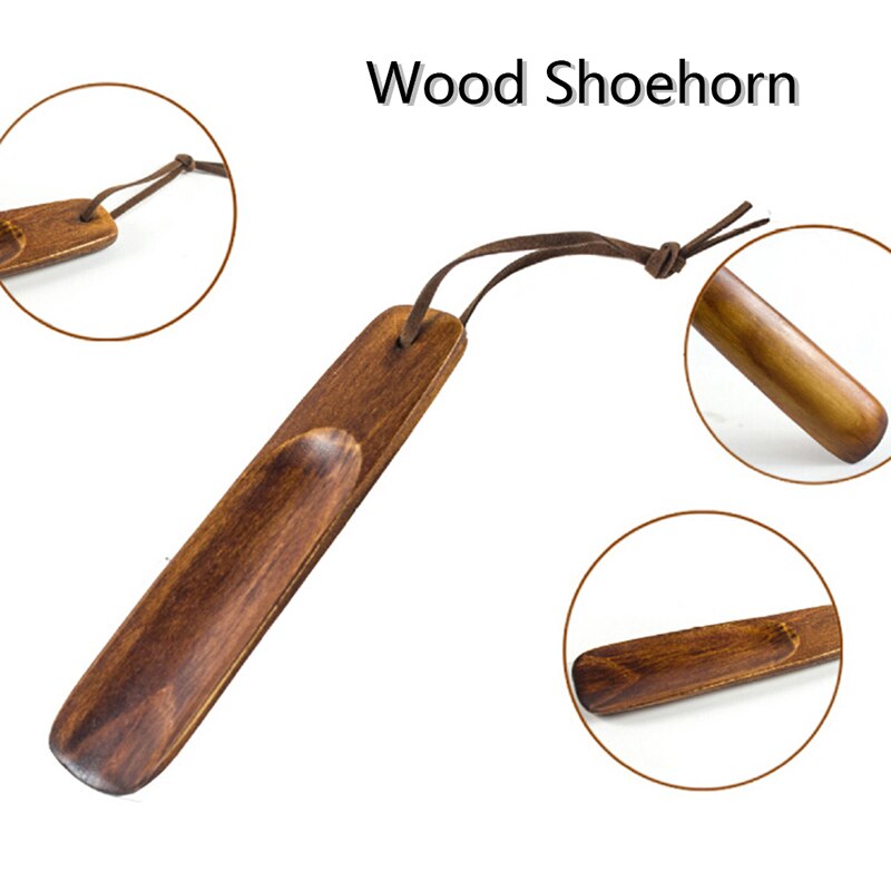 Natural Wooden Shoe Horn Portable Craft Solid Wood Shoehorn Long Handle Shoe Lifter Shoes Accessories 1pc