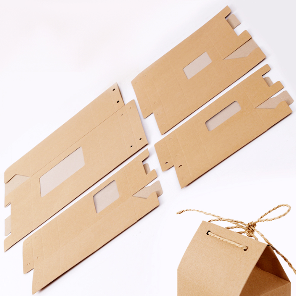 10 stuks kraftpapier theedoos vintage gebak koekjeszak vouwkarton met touw bak cupcake verpakking feestgunst