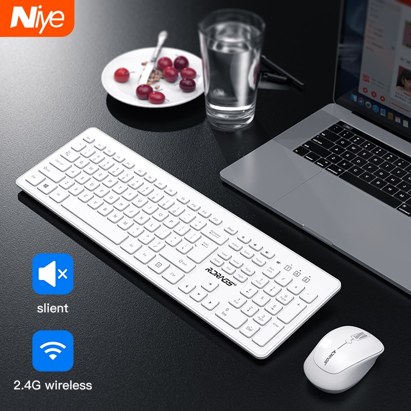 2.4g draadloze multimedia toetsenbord en muis mini usb ergonomische mute optische toetsenbord muis combo set voor notebook laptop mac pc