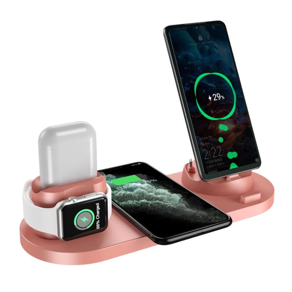 15W Qi Wireless Charger Stand Voor Iphone 12 Mini 11 Pro Xs Max Xr X 8 Samsung S20 S10 snel Opladen Dock Station Telefoon Oplader: Pink