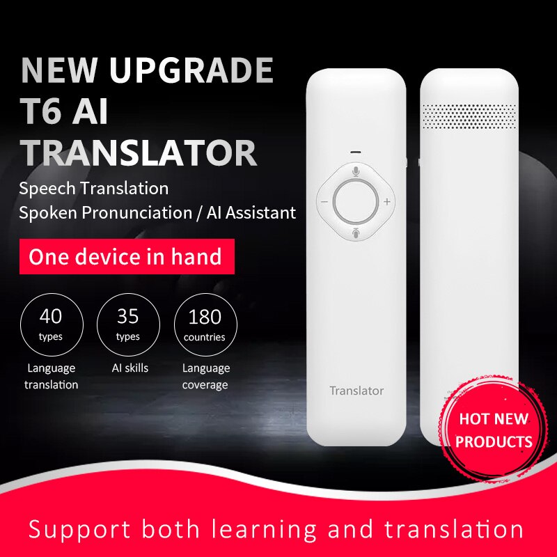 AI Assistant T6 Voice Instant Translator WiFi 40 languages Intelligent HD Switch Simultaneous Translator APP Translation Stick