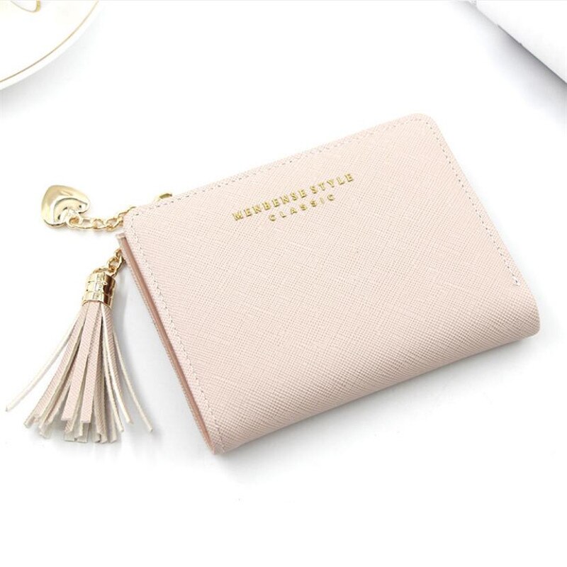 Kwastje Vrouwen Portemonnee Kleine Leuke Portemonnee Vrouwen Korte Lederen Vrouwen Portefeuilles Rits Portemonnees Portefeuillesubsidies Vrouwelijke Portemonnee Clutch: Roze
