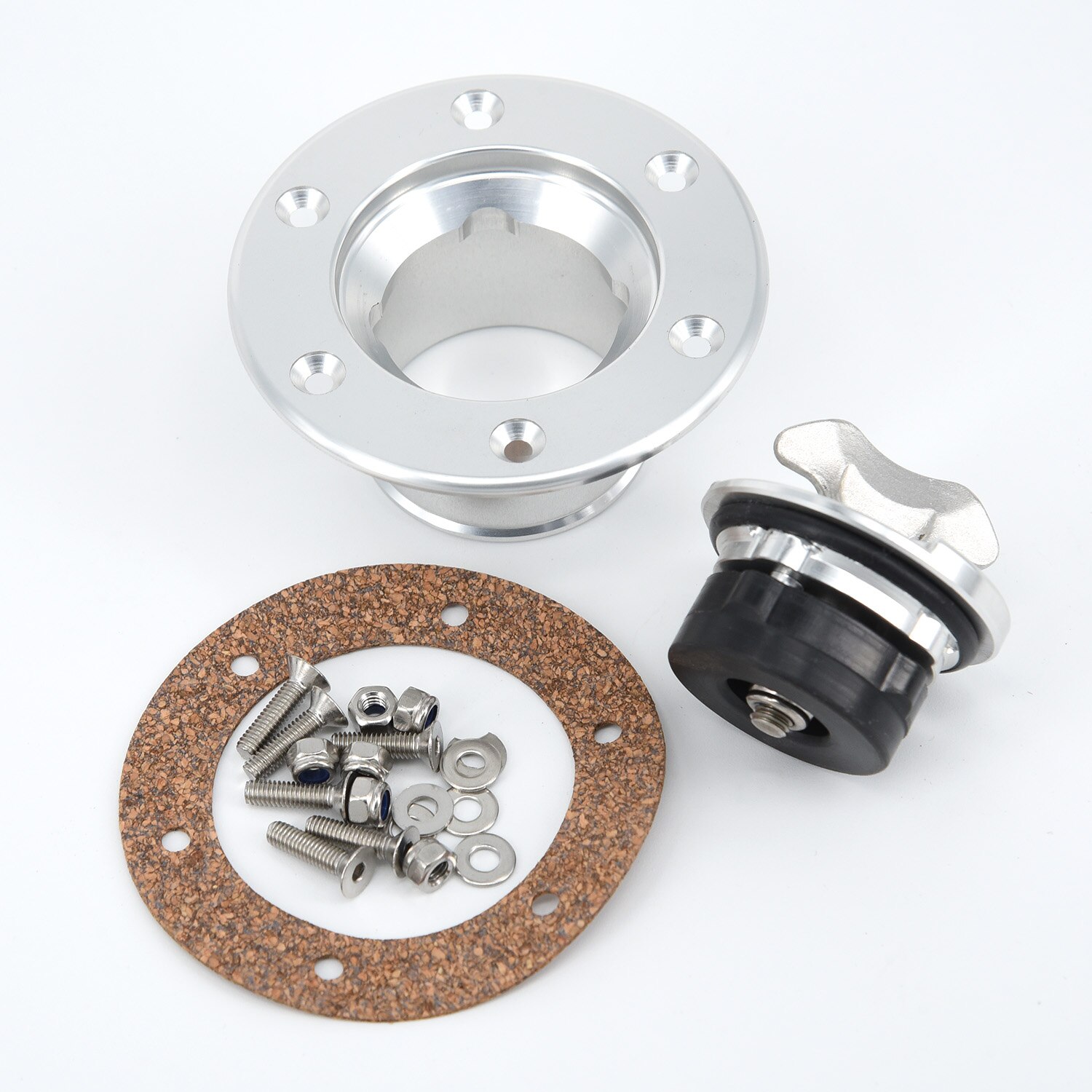 Fuels Cell Gas Cap + 6-Hole Anodizeds Flush Mount Billet Aluminum Aircraft Style