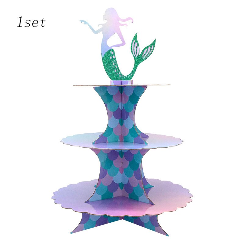 1Pack Mermaid Tail Zeester Shell Cake Toppers Cake Wrappers Voor Meisje Verjaardagsfeestje Taart Decoratie Kids Mermaid Party decor: 1pc cake stand