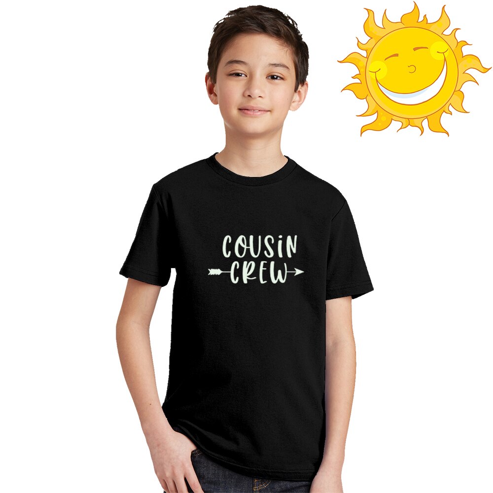 Cousin Crew Kids Glow In The Dark Tshirt Summer Short Sleeve Tee Shirt Boys Girls Tee Casual Tops Graphic Tee Clothes