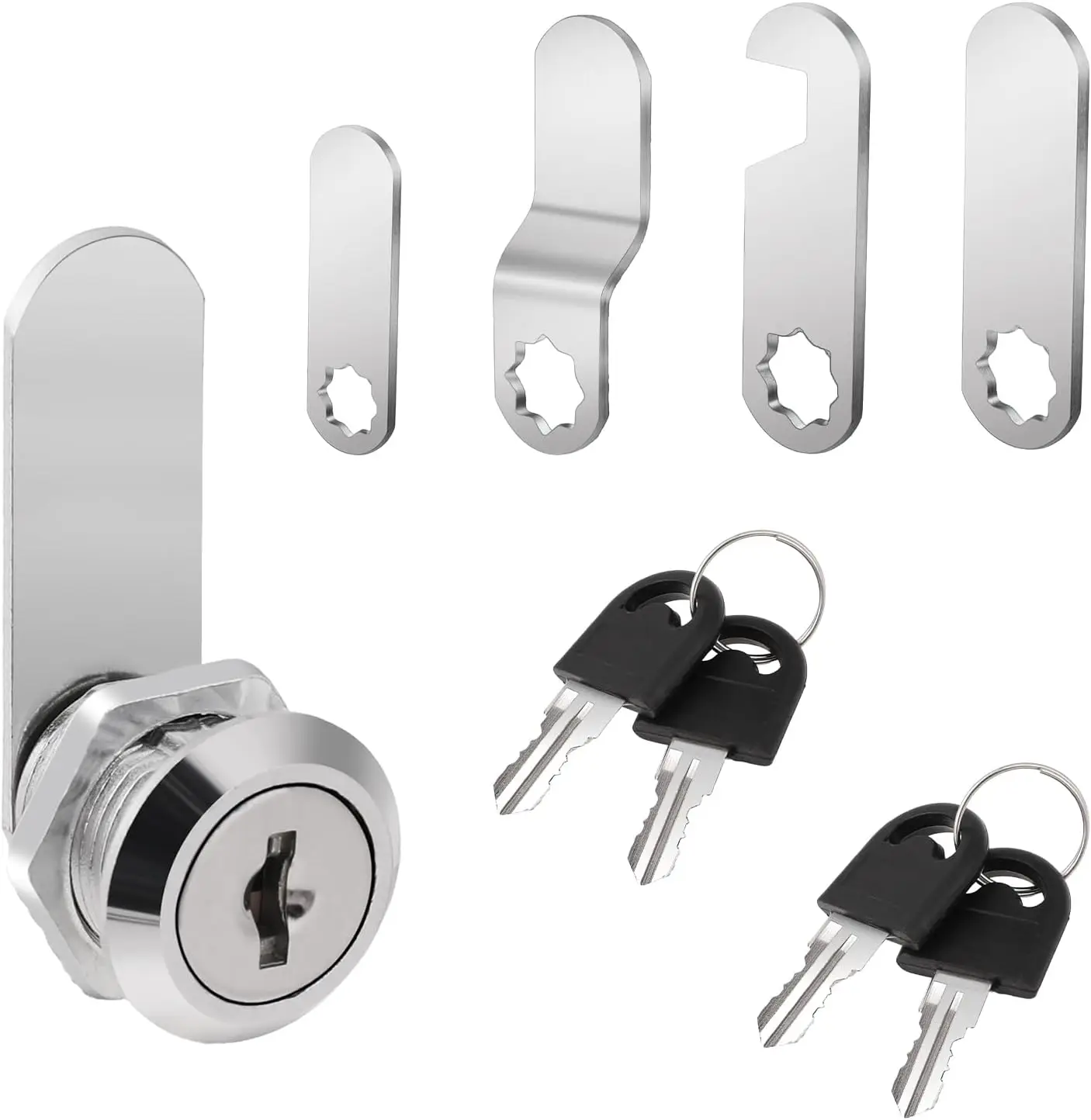 Cabinet Locks Letterbox Lock Cam Lock Set with 2 Keys and 4 Different Lock Plates for Door Cabinet Mailbox Drawer Cupboard