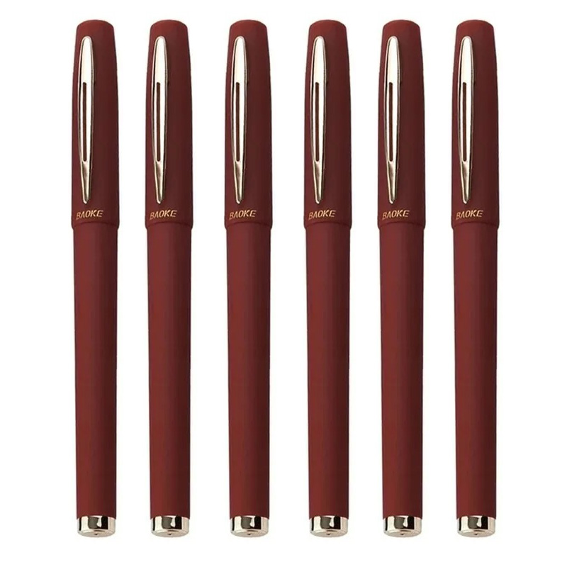 Bolígrafo de Gel de gran capacidad, 6 uds., 1,0/0,7/0,5mm, plumas de escritura a mano para caligrafía, tinta negra/azul/roja de carbono, suministros escolares: Rojo / Rojo