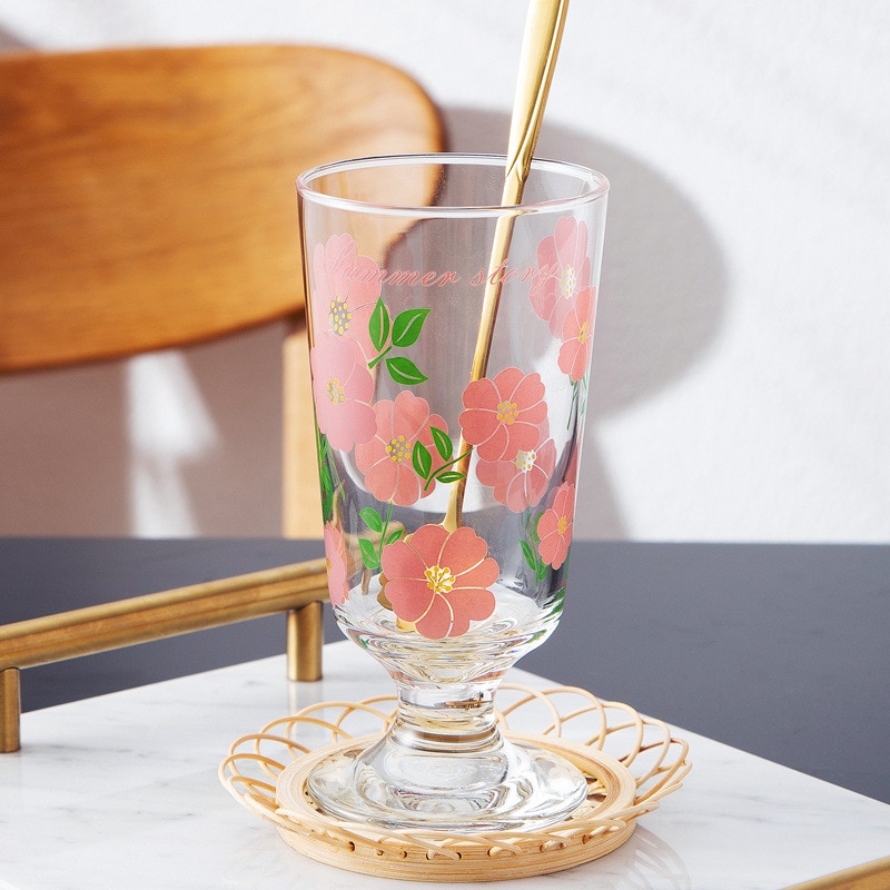 Bril Voor Sap Cartoon Glazen Beker Glazen Beker Transparant Creatieve Keukengerei Cups Goblet Persoonlijke Kantoor Leuke: Flower