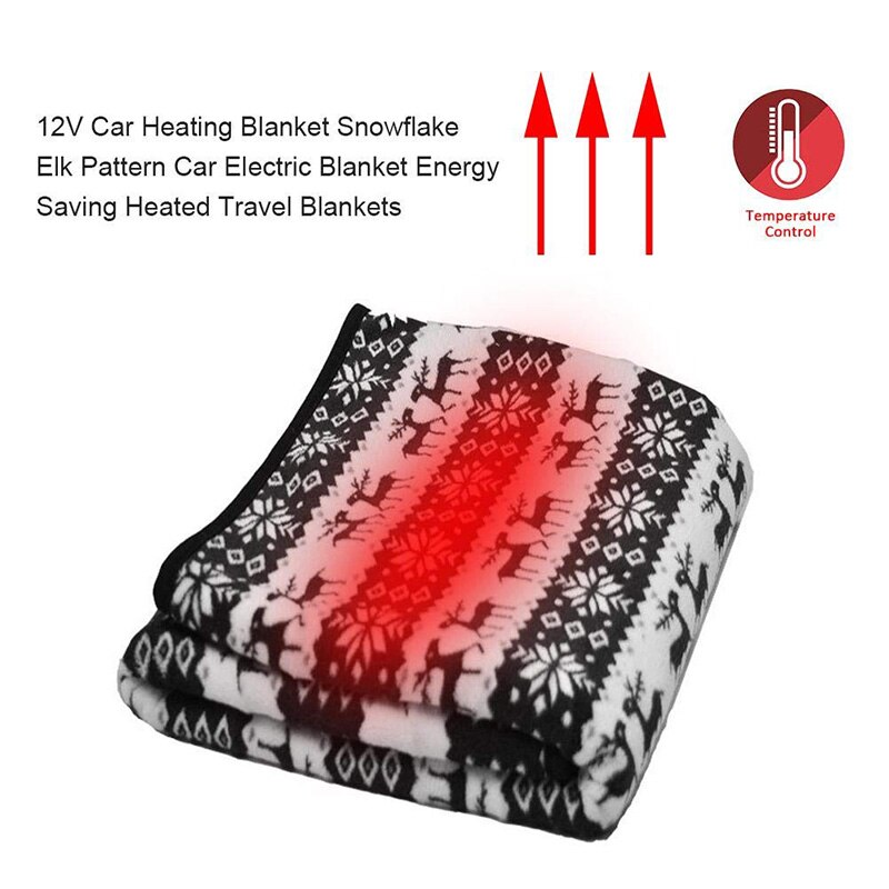 12v auton lämmityspeitto lumihiutale hirvikuvio auto sähköpeite energiaa säästävä lämmitetty heittomatto matkoille retkeilypiknik lämpö