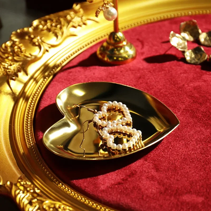 Lichte Luxe Rode Flanellen Fotolijst Ketting Stand Sieraden Shooting Rekwisieten Ring Tray Shop Sieraden Display Rack