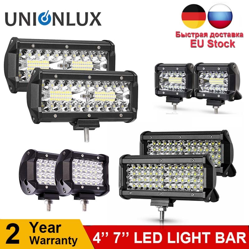 Barra de luz LED de trabajo para camiones, coches, tractores, todoterreno, SUV, 4WD, 4x4, barco, ATV, Combo de punto, 2x4 &quot;, 60W, 72W, 120W, 144W, 12V