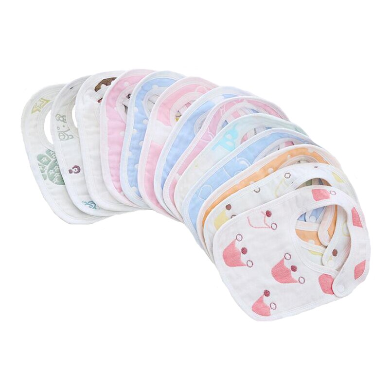 Bavoirs en pur coton pour bébés | Chiffons pour -nés, 6 couches, 10 pièces