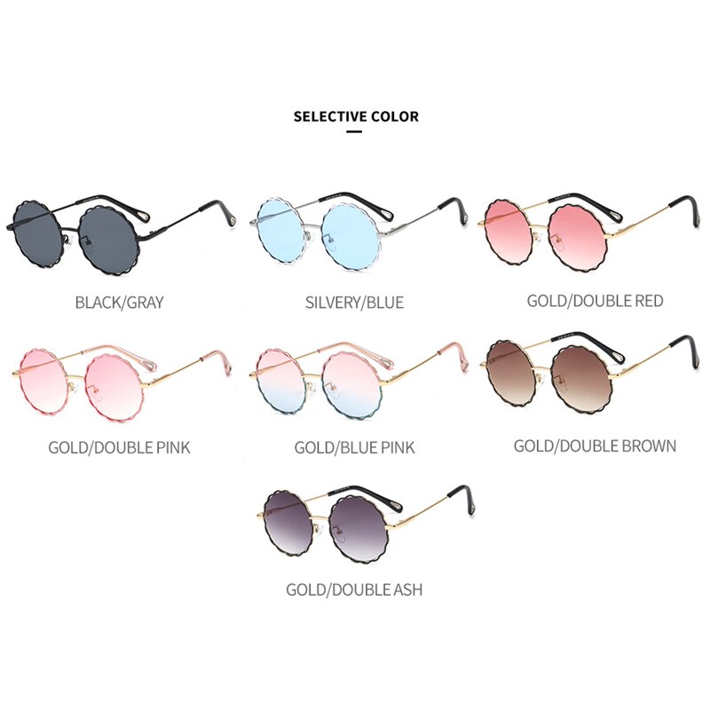 Runde solbriller børnemærke blonde stel metal solbriller baby spejl børn solbriller piger drenge okulry