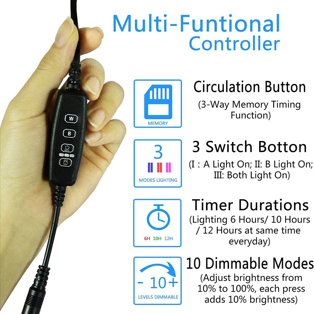 Aquarium Light Fish Tank 3 Light Modes Dimmable with Timer Auto On/Off For Aquarium Led Light Submersible Fish Tank Light D30