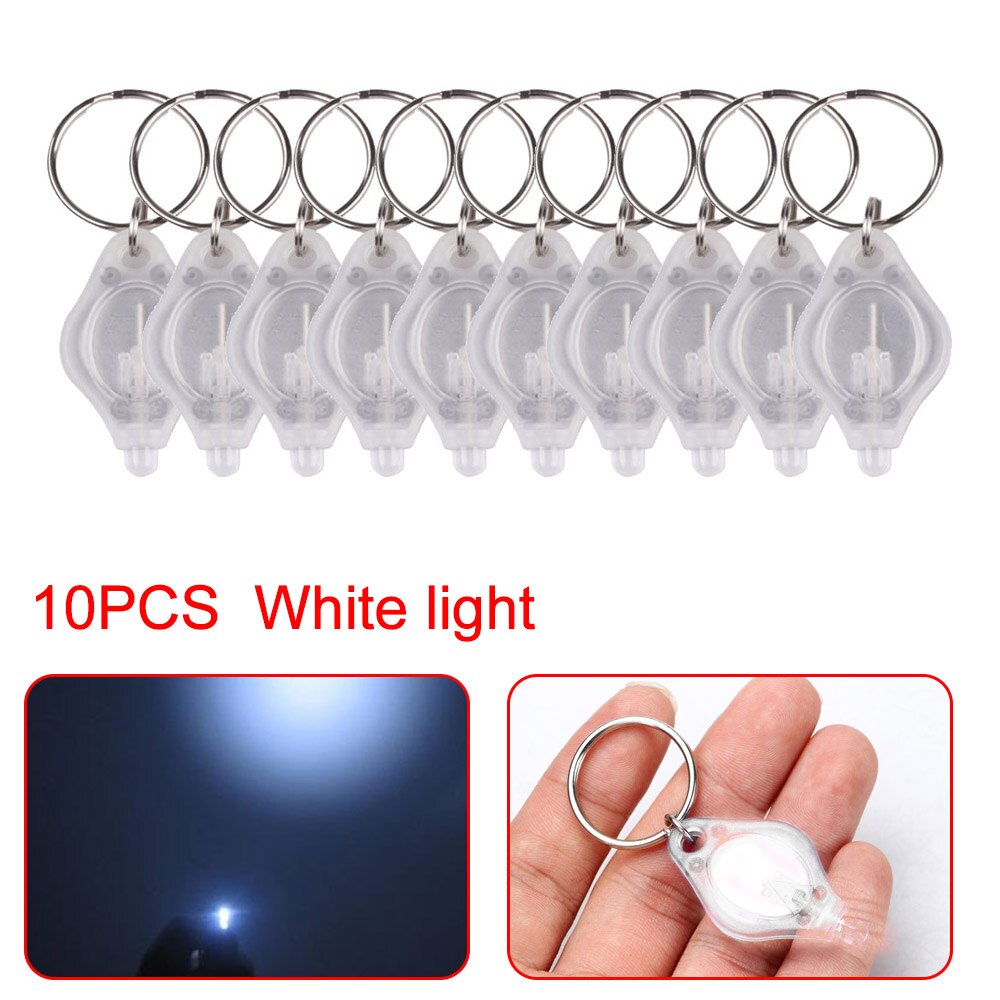 10 stücke Mini Helle LED Taschenlampe Licht Lampe Mikro Licht Keychain quetschen Licht Schlüssel Ring Camping Lanterna Notfall Licht: Weiß