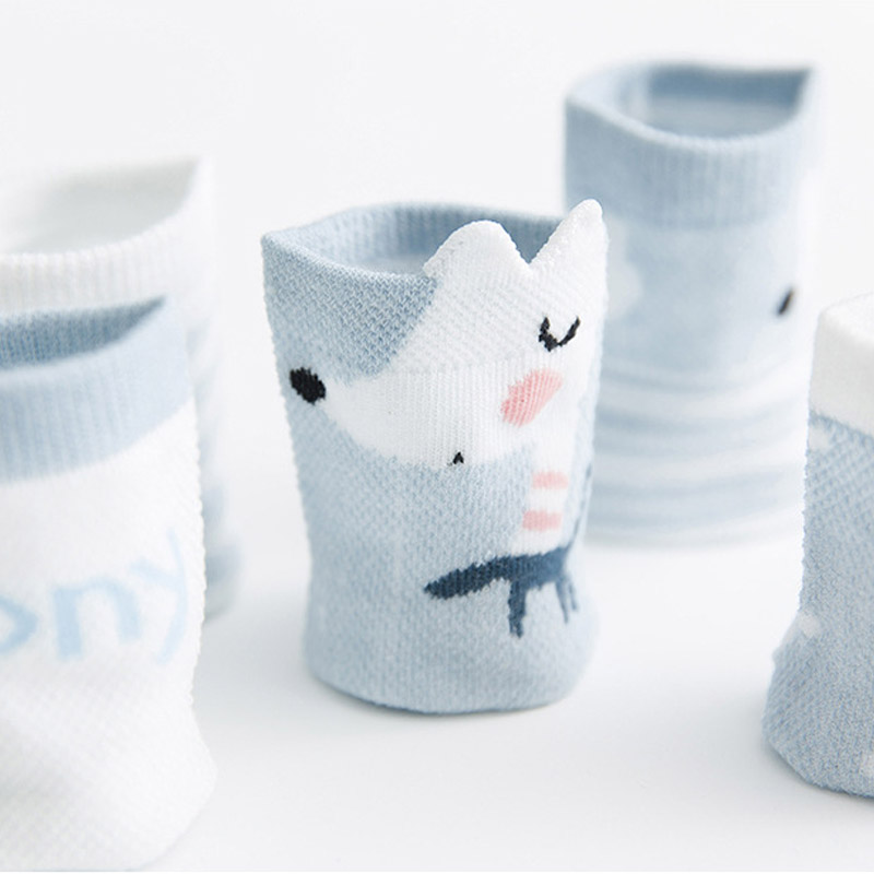 5 pares/lote Dos Desenhos Animados Do Bebê Meias de Malha Respirável Meias Finas de Verão para Crianças Meninas Meninos Meias de Algodão Doce Cor de Meias