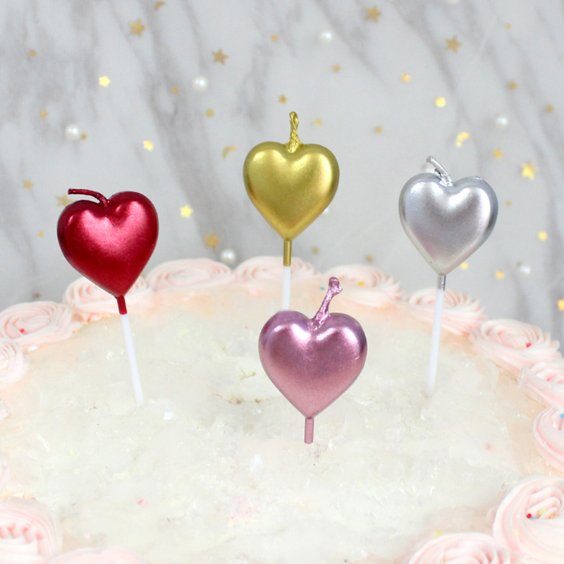 Kaars Liefde Hart Sticks Verjaardagstaart Decoratieve Kaarsen Cake Topper Decoraties Bruiloft Verjaardag Feestartikelen