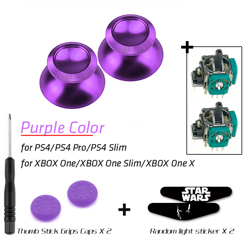 DATA FROG Metal Thumb Sticks Joystick Grip Button For Sony PS4 Controller Analog Stick Cap For Xbox One /PS4 Slim/Pro Gamepad: purple 02