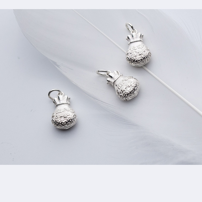 Uqbing Pure 925 Sterling Zilver Vreedzame Rijke Tas Hanger Bedels Voor Vrouwen Diy Sieraden Bevindingen Acessories