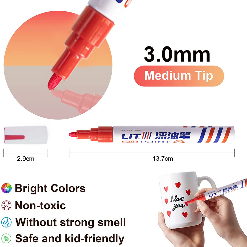 Pluma impermeable para reparación de arañazos de coche, marcador de pintura aceitosa para neumáticos de rueda de coche, eliminador de relleno de pintura, marcador de pintura para neumáticos de vehículo