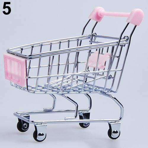 Mini Children Handcart Simulation Small Supermarket Shopping Cart Utility Cart Pretend Play Toys Strollers Kids: Pink