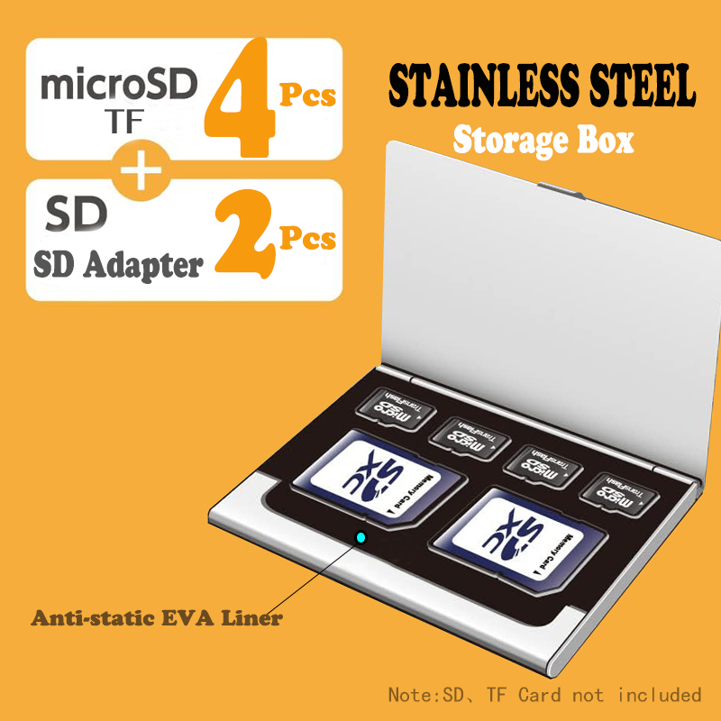 Micro SD Card Case Holder Storage Organizer, Ultra Slim stainless steel Portable TF MSD Memory Card Storage: Dark Khaki