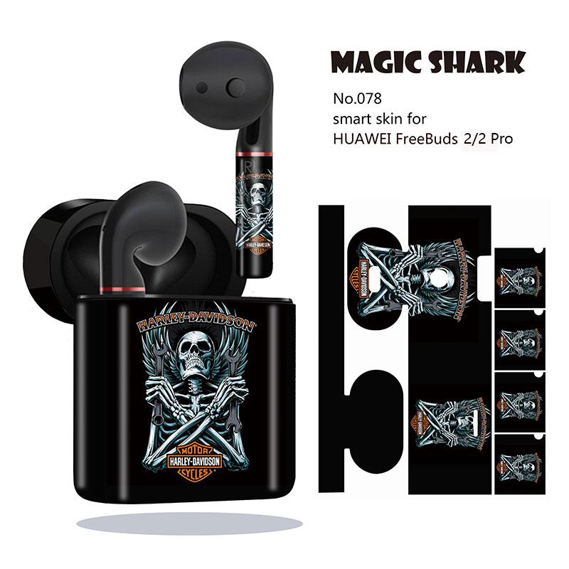 Magic Shark fajne Punk czaszka szkielet Motor Rider Rose pcv skrzynki pokrywa Wrap naklejka dla HUAWEI Freebuds 2 i 2 Pro