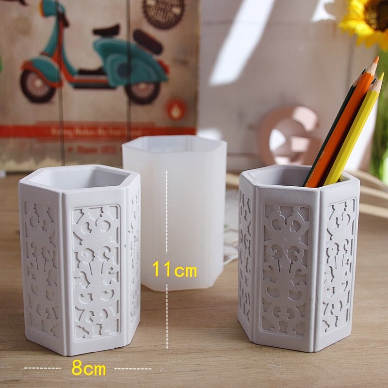 Concrete casting Molds Candle Cups Molds Polygonal pot molds Silicone Pen Holder Molds Pencil Cup Molds