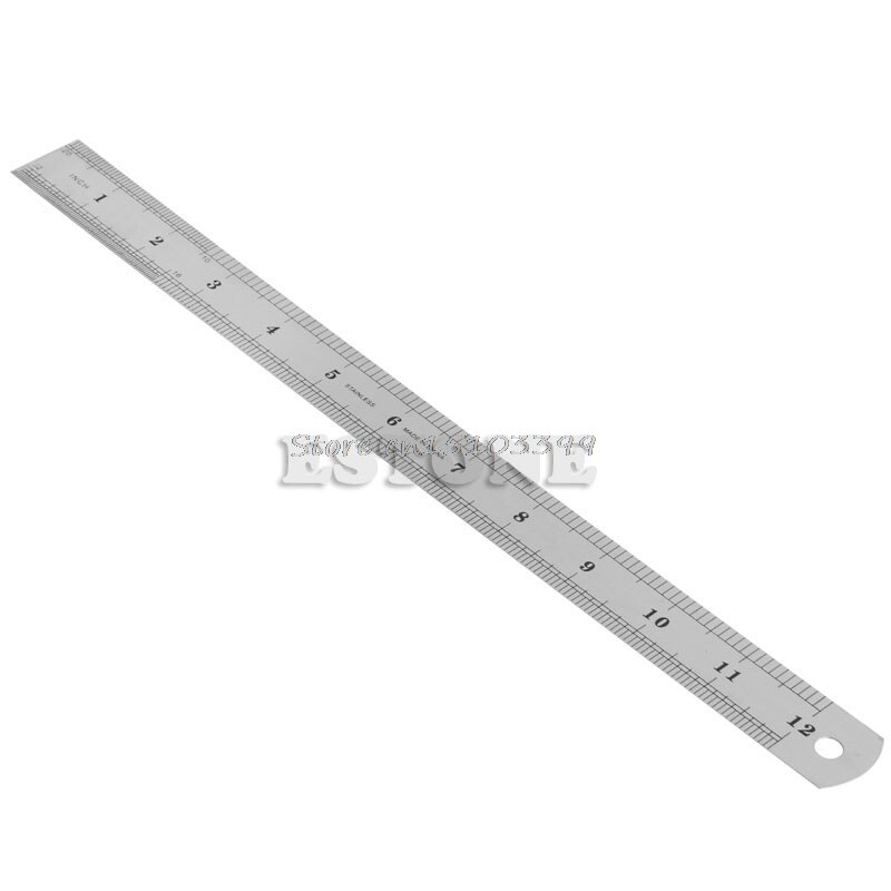 12" Double Side Stainless Steel Metric Metal Ruler Pocket Pouch Measurement 30CM G08 Whosale