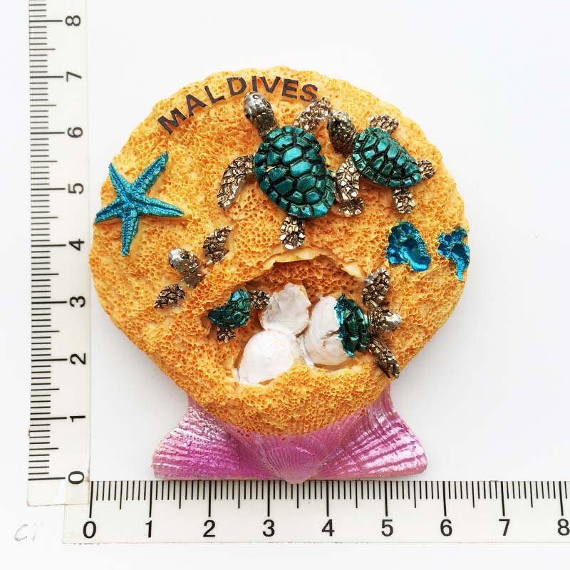 Imanes de nevera de recuerdo turístico de Maldivas asiáticas, artículos de decoración, artesanías, de colección de refrigerador magnético: Naranja