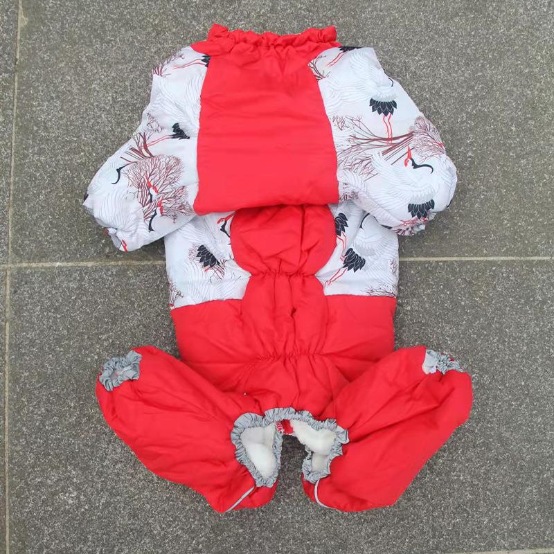 Haustier Hund Baumwolle Kleidung Plus Vlies Wasserdichte Winddicht Verdicken Pitbull Teddy Bulldogge Schneeanzug Winter Haustier Vierbeinigen Kleidung: rot (männlich Hund) / 16