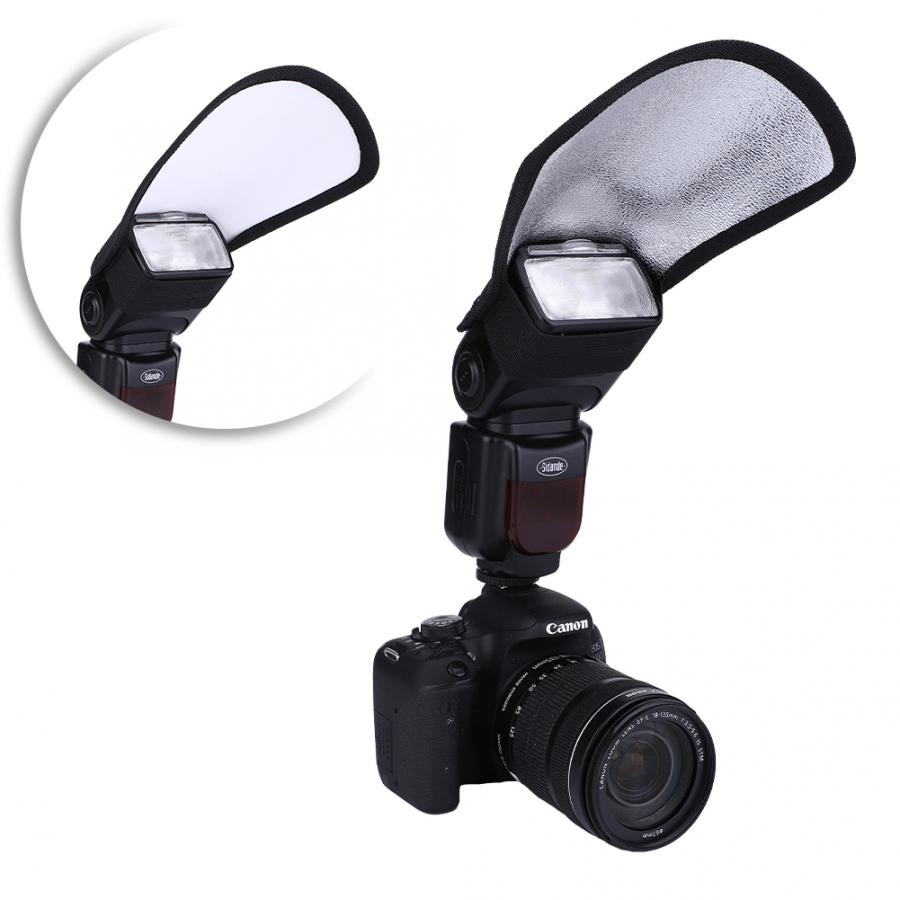 Universal Soft Intense Light Flash Speedlite Silver White Photography Reflector for SLR Camera Plastic