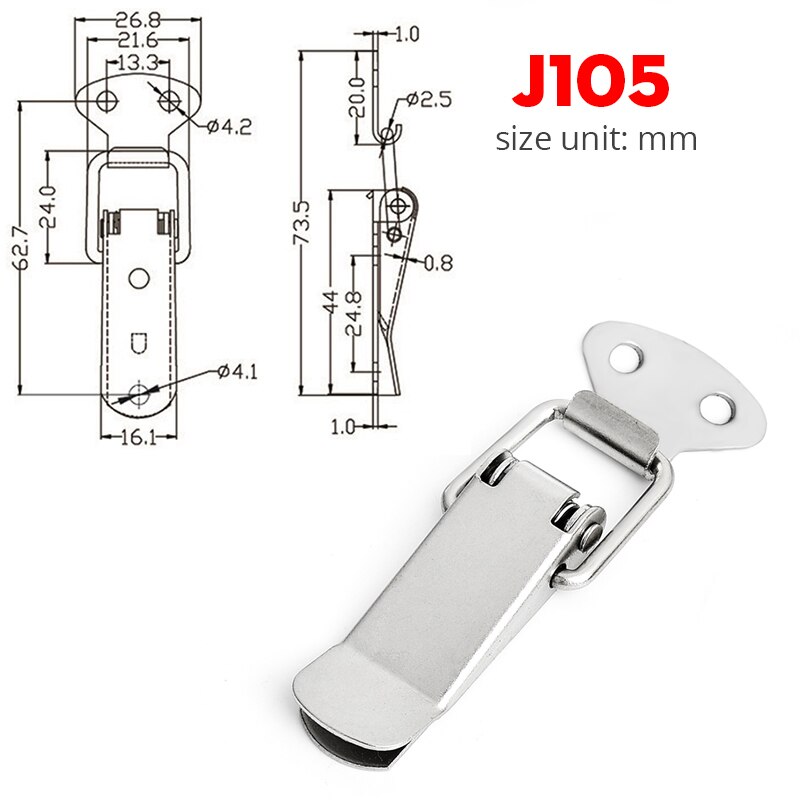 5PCS KAK J107 Hardware Cabinet Boxes Spring Loaded Latch Catch Toggle Hasp 46*21 Mild Steel Hasp For Sliding Door Simple Window: 5xJ105