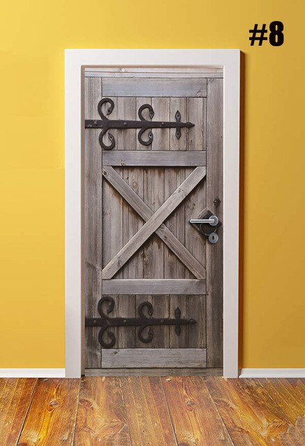 Sticker On The Door Self Adhesive Retro Wallpaper Diy Canvas Print Picture Wall Art Home Decor Mural Wardrobe Renovation Decal: Door XRK1474-08 / 95x215cm